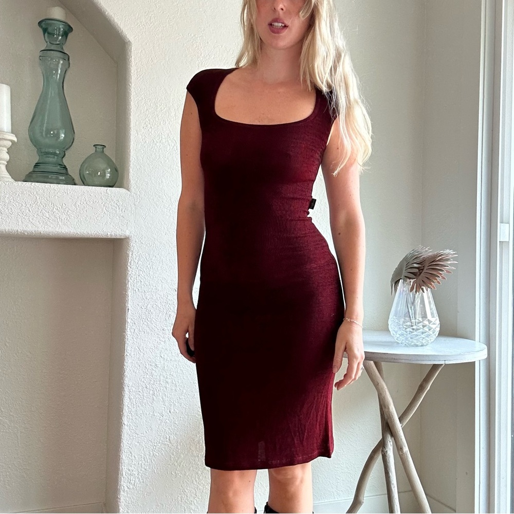 Y2K M.Officer Slinky Mesh Midi length dress